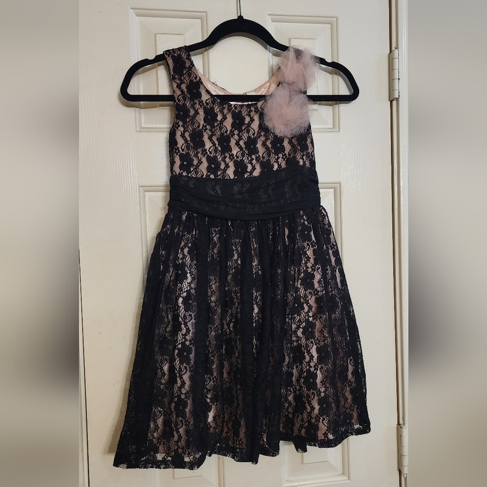Cherokee Black Lace Kids Dress with Pink Details
